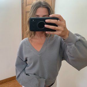 AGOLDE V Neck Balloon Sleeve Sweatshirt